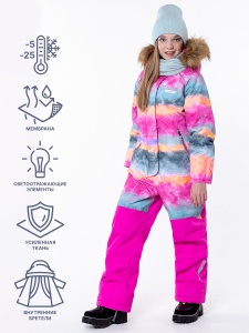 Комбинезон зимний для девочки NIKASTYLE 8з1423 персиковый фуксия