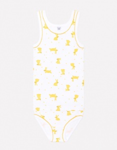 Комплект для девочки Crockid К 1064 желтые зайки на белом