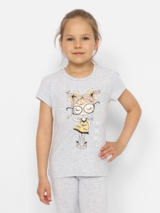 Футболка для девочки CWKG 63406-11 Светло-серый меланж