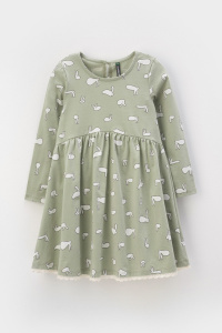 Платье для девочки Crockid КР 5836 шалфей, смешные зайки к439