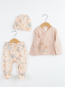 Комплект для девочки Baby Boom КН164/1-И Цветы и олени на персике я737