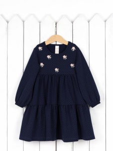Платье для девочки Baby Boom С215/3-К Горошек на тёмно-синем