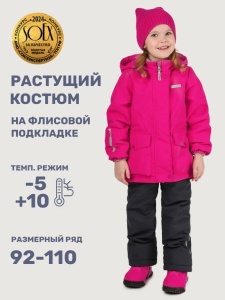 Комплект утеплённый для девочки NIKASTYLE 7м2225 Фуксия графит