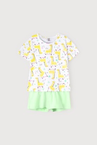 Пижама для девочки Crockid К 1535 жирафы на самокатах + нео-минт