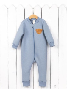 Комбинезон на манжете Baby Boom К381/6-Ф Мишка серо-голубой