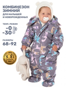 Комбинезон зимний для девочки NIKASTYLE 8з1724 з24 Серый