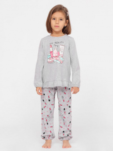 Пижама для девочки Cherubino CSKG 50084-11 Светло-серый меланж