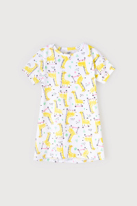 Сорочка для девочки Crockid К 1148 жирафы на самокатах на белом