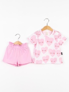 Комплект для девочки Baby Boom КД576/1-К Сердечки розовый на белом + розовый