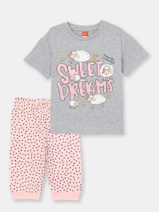 Пижама для девочки CSKG 50057-11 Светло-серый меланж
