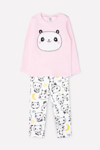 Пижама для девочки Crockid К 1546 пыльно-розовый + панды на белом