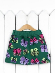 Юбка для девочки Baby Boom Ю10/1-Ф Бабочки на зелёном Б111