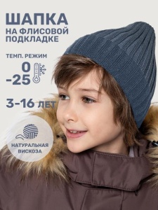 Шапка зимняя для мальчика NIKASTYLE 11з16125 Джинс