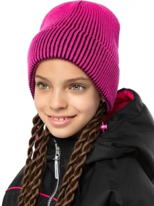 Шапка для девочки NIKASTYLE 11м11025 Фуксия черный