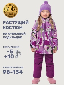 Комплект утеплённый для девочки NIKASTYLE 7м1425 Цикламен Брусника Комплект утеплённый для девочки NIKASTYLE 7м1425 Цикламен Брусника