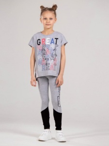 Футболка для девочки CWJG 63160-11 Светло-серый меланж